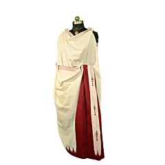 Authentic Kotpad Tribal Cotton Saree | Natural Aal Dyed | Off-White & Maroon Handloom Saree | Handwoven by Koraput Artisans