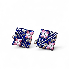 Gulabi Meenakari - Silver Cufflink