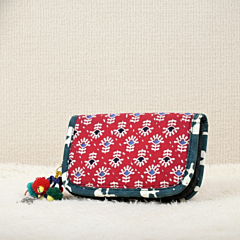 Red Printed Ethnic Motif Clutch | Small Casual Pouch