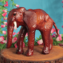 Leather Elephant Showpiece for Home Decor Handmade Decorative Leather Elephant Figurine BH11855