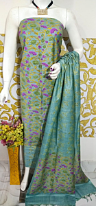 Ajrakh Print Unstitched Suit Set - Katan Salab Fabric -Top, Bottom & Dupatta