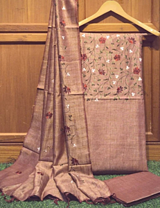 Khadi Cotton Embroidery Suit Piece Set - Premium Unstitched Dress Material