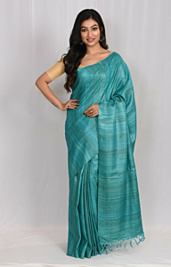 TASAR GHICHA SILK SAREE | SEA GREEN 