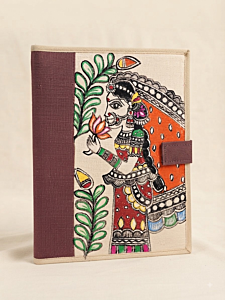 Maithil Manch Hand Painted Mithila Painting Jute File Folder for Office and Document Organization