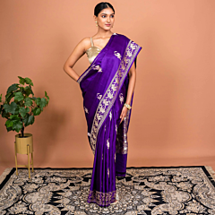 Guldaudi Handwoven Banarasi Silk Saree in Royal Purple