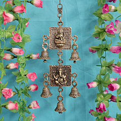 Brass Lakshmi & Ganesha Bell for Pooja Decorative Hanging Temple Bell BH11913
