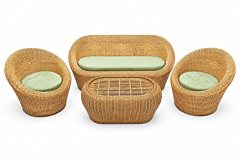 5 Seater Apple Sofa Set with Center Table | Handmade Bamboo & Cane Furniture for Living Room, Balcony, Garden & Office | Pre-Assembled Natural Rattan Seating Set