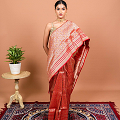 Gul Handwoven Banarasi Silk Saree Red
