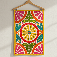 Multicolor Applique Table Cover | Decorative Dining Spread