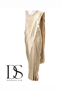 Handloom Banarasi Silk Katan Zari Buti Saree | Cream