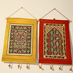 Red & Yellow Embroidered Wall Hanging | Decorative Home Art