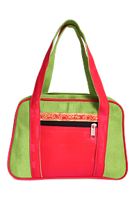 Green & Red Jute Handbag