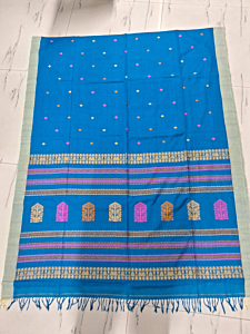 Bengal Handloom Cotton Saree with Blouse Piece | Sky Blue