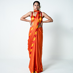 Madhuri Orange Banarasi Saree for Women