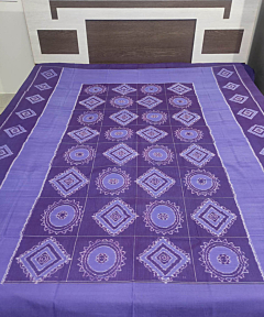 Purple Sambalpuri Handwoven Cotton Double Bed Sheet SFCBED0969