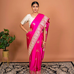Boota Handwoven Banarasi Silk Saree Magenta
