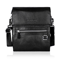 Leather Messenger Bag for Men  Adjustable Strap Crossbody Bag with Organizer Pockets for iPad, Mobile, & Daily Essentials Black