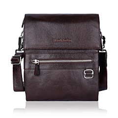 Leather Messenger Bag for Men  Adjustable Strap Crossbody Bag with Organizer Pockets for iPad, Mobile, & Daily Essentials Brown