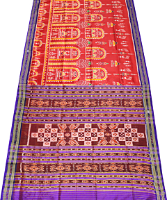 Dark Red & Dark Blue khandua silk saree