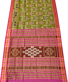 Olive Green khandua silk saree