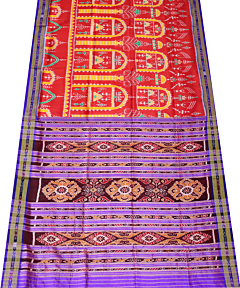 Dark Red  khandua silk saree