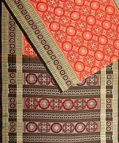 Burnt Orange sambalpuri cotton Saree