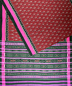 Maroon Nuapatna cotton saree
