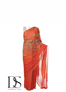 Silk Chiffon Mina Print Paisely Designer Saree
