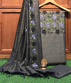 Khadi Cotton Embroidery Suit Piece Set - Premium Unstitched Dress Material