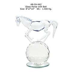 Crystal Horse with Ball Showpiece