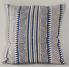 Hand Block printed Cushion covers 16x16 inches set of 2 Herringbone Fabric by The Artisans of Karushilpam 