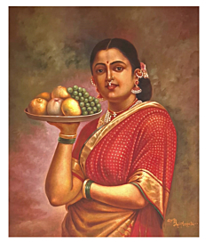 RAJA RAVIVARMA RECOPY Work, Canvas Cloth Oil Painting Size 40 inch x 33 inch, Without Frame