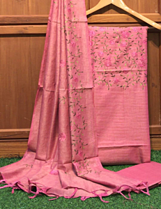 Khadi Cotton Embroidery Suit Piece Set - Premium Unstitched Dress Material