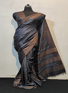 Handcrafted  Pure Tussar silk Saree I Dark Grey