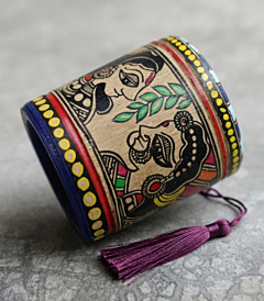 Bamboo Pen Stand With Hand Painted Madhubani Art