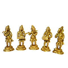 Brass Standing Ganesha Musical Set of 5 -  25A KBH00025
