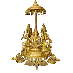 Brass Ganesha & laxmi & sarasvati 18 Inch KBH00043