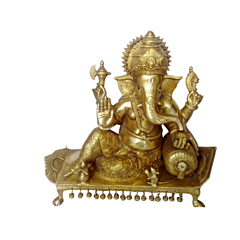 Brass Lord Ganesha on Pillow Idol KBH00075