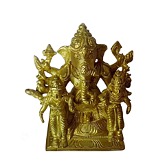 Brass Lord Ganesha with Riddhi & Siddhi Statue Set KBH00130