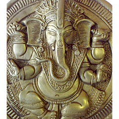 Brass Lord Ganesha Round Wall Hanging KBH00238