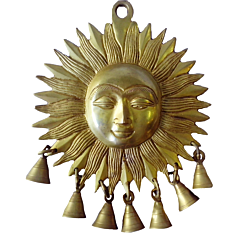 Brass Sun with 7 Bell Wall Hanging KBH00426