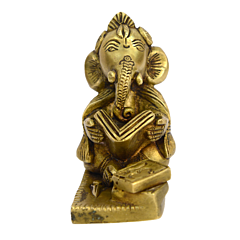 Brass Book-Reading Ganesha Idol BH00552