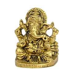 Brass Sitting Lord Ganesha Idol KBH00557
