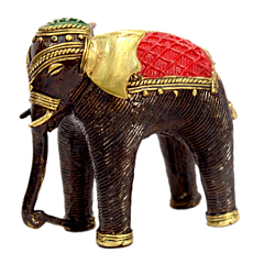 Handcrafted Brass Elephant with Color Paint Showpiece KBH00597