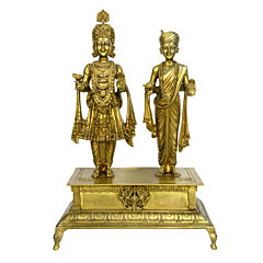 Brass Big Lord Swaminarayan Pair with Bajath KBH00668