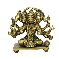 Brass Panch Mukhi Hanuman Sitting Statue Idol KBH00692