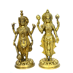 Brass Vishnu-Laxmi Standing Pair Statue Idol KBH00725