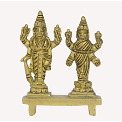 Brass Vishnu-Laxmi Standing with Bajath Small Statue Idol KBH00732