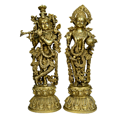 Brass Radha Krishna Pair Medium Idol KBH00793