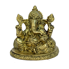 Brass Sitting Ganesha with Takiya Idol KBH00822